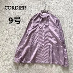 コルディアCORDIER 長袖ピンタックボウタイブラウス パープル 紫　9号のサムネイル