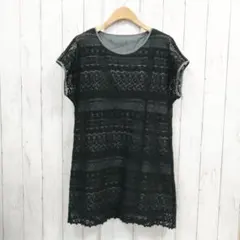 m*u様 CORDIER ノースリーブ レース チュニック ブラック 40 ワーのサムネイル