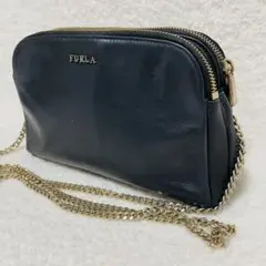 FURLA ショルダーバッグ チェーン オールレザー 黒 斜め掛け