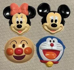 お面 ミッキー　ミニー　アンパンマン　ドラえもん　4枚セット