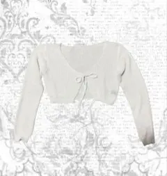 SHEIN ニット　カーディガン ホワイト リボン クロップド　ボレロ　羽織り