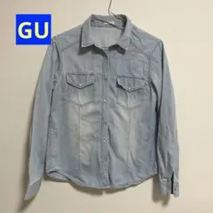GU デニムシャツ 長袖 パールボタン スナップボタン レディース M 秋服
