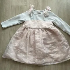 petit main 花柄刺繍ワンピース 90cm