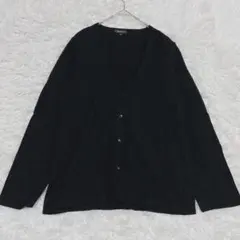 インディヴィ　INDIVI　44 ブラック カーディガン 長袖 前開き LL