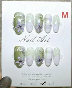 E089 Mサイズ　ハンドメイド　ネイルチップ　ミディアムオーバル