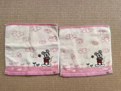 【子ども向き】ミッキー刺繍ミニタオルハンカチ2枚セット