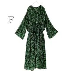 イネドクラロ　グリーン フラワープリント ワンピース F