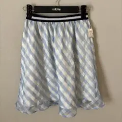 PEYTON PLACE ブルー　チェック　シフォン　フレア　スカート　新品