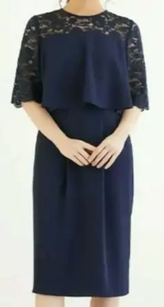 美品　未使用品　レースワンピース　Ｓ　結婚式2次会パーティー等に　ネイビー