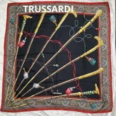 TRUSSARDI トラサルディ　スカーフ　シルク　ブラック　大判のサムネイル