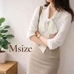 リボンブラウス フォーマル 入学式 卒業式 ビジネス トップス M