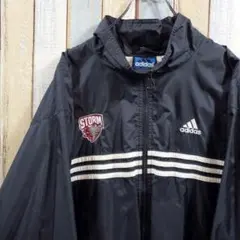 945☆アディダス☆ナイロンジャケット☆ジップアップ☆刺繍ロゴ☆XXLサイズ