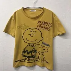PEANUTS Tシャツ スヌーピー キャラクターロゴ プリント 半袖夏服 M