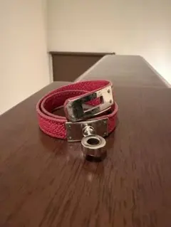 丸*山様 HERMESエルメス ケリー ドゥブルトゥール ブレスレット 赤シルバ レザーブレスレット 《ケリー》 ドゥブルトゥール - レッド | Hermès