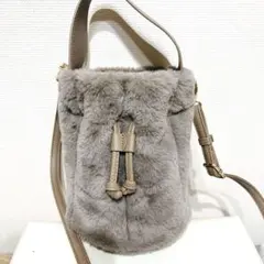 【セール】ファー 巾着型 ショルダーバッグ ハンドバッグ 2ウェイ