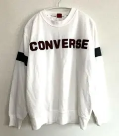 converse コンバース　トレーナー　スウェット　LL 白　緑ライン