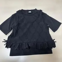 SHOP TK 黒半袖Tシャツとレースチュニックセット120cmのサムネイル