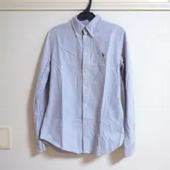 ポロ ラルフローレン ストライプ柄 ボタンダウンシャツ 長袖 ライトブルー系