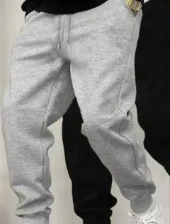 メンズ 無地 フィットネス パンツ グレーカジュアルウェアに快適 室内外で着用可