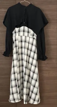 GRL チェック柄ドッキングケープカラーワンピース[pr49]