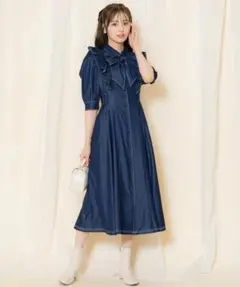 タックウエストフリルシャツワンピース