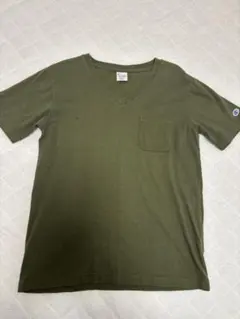 Champion オリーブ Tシャツ ポケット付きS