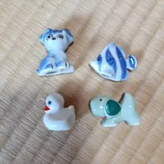 ❰美品❱ 陶器製 動物 4点セット 置物のサムネイル