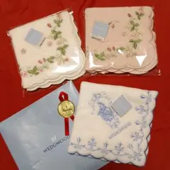 【新品】WEDGWOOD ハンカチ3枚セット 　おまけ(大判ハンカチ）