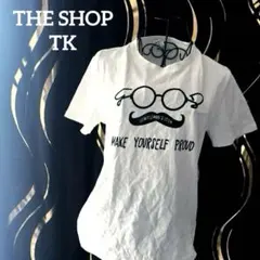 THE SHOP TKホワイトプリントTシャツ　ジェンダーレス　S