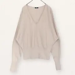 エクスプレス 美品 Vネック ドルマン ニット ベージュ 体型カバー 上品