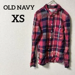 OLD NAVY 【XS】レッド系チェック 長袖シャツ レディース メンズ
