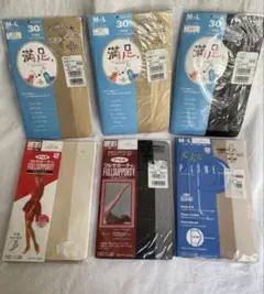 ②満足 M-L などストッキング 6点セットベージュに黒