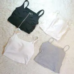 未使用 SHEIN (M) タンクトップ 4枚セット 白黒グレー ヨガ ダンス