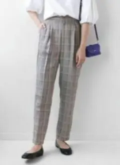 ジャーナルスタンダードレリューム チェック ワイド テーパードパンツ グレー