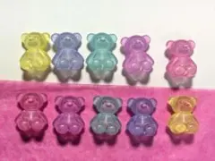 カラフルテディベアデコレーションパーツ　10個まとめ売り