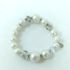 美品✨あこやベビーパール＆クリスタル 4.2-4.5mm ブレスレット 925 