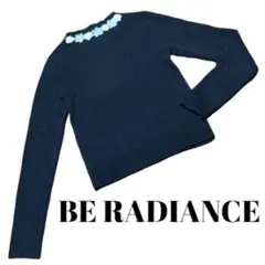 ニット　長袖　黒　ブラック　花　ビーズ　飾り　シンプル