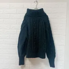 a new day [M] ダークグリーン タートルネック ざっくり ニット 緑のサムネイル