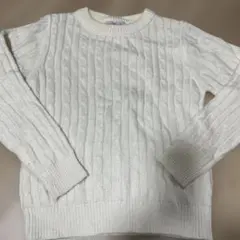 BROWNY ホワイト ケーブルニット 長袖セーター