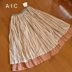 A·I·C インド綿 マルチストライプ ギャザー ミモ丈スカートのサムネイル