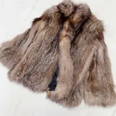【美品】リアルファーコート 毛皮 ブラウン 13号