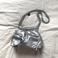 SHEIN リボン付きショルダーバッグ シルバー