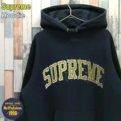 Supreme　シュプリーム　パーカー　デカロゴ　ゆるだぼ　ネイビー