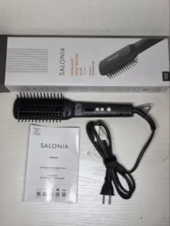 【美品】サロニア ストレートヒートブラシ スリム マイナスイオン ブラック