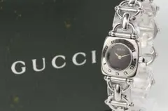 【グッチ 6400L ホーススピット SS 黒文字盤 腕時計 外箱付き】 グッチ 6400L ホーススピット SS 黒文字盤 腕時計 外箱付き】 グッチ