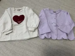 プティマイン トレーナーとカーディガンセット