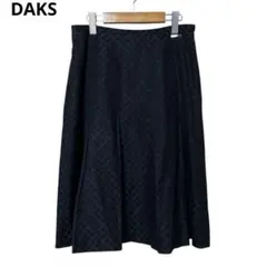 ダクス　DAKS　シルク混アーガイルスカート　XL　ブラック　美品　b6e020のサムネイル