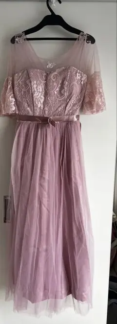 結婚式　ピンク ロングドレス