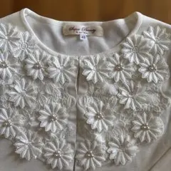 superbeautyホワイト 花柄刺繍 カーディガン