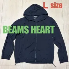 BEAMS HEART黒 ナイロンジャケット フード付き　Ｌ